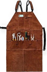 41″x 23″Cowhide Leather Welding Apron Heat Resistant Clothing with pockets