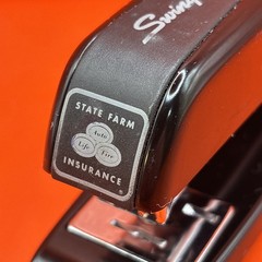 VTG State Farm Black Swingline Stapler 747 w/ Gray Base – Made in USA – New York