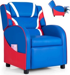 Costzon Kids Recliner Gaming Chair Footrest Headrest Blue Leather