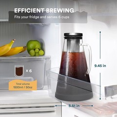 Cold Brew Coffee Maker 1.5L/51oz – Iced Tea Maker Glass Pitcher