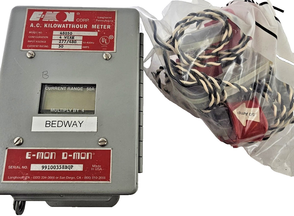 E-Mon 48050 KWH Meter 4-Wire 277/480V 50A 50-400Hz w/3 SplitCore Current Sensors
