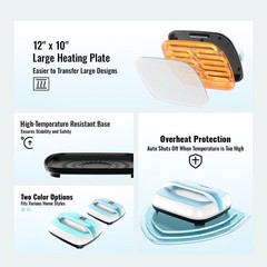 Heat Press Machine 12 x 10 in Portable Heat Transfer Machine Blue+White