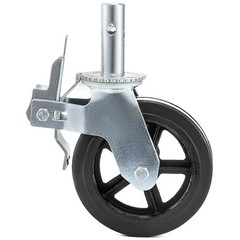 4PCS Scaffolding Caster 8″ x 2″ Black Wheels w/ Locking Brakes 1-3/8″ 1100LBS