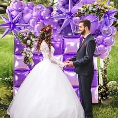 25+149pcs Double-Sided Purple Balloon Wall Kit – 25 Dark/Light Purple Foil Sq…