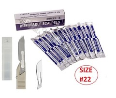 Disposable Scalpel Blades No.22 With Plastic Handle ( Box of 10 ) Sterile