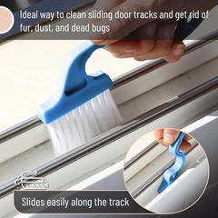 Window Track Cleaning Brush with Ergonomic Handle and Built-in Scraper, Multipur