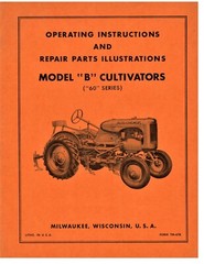 Allis Chalmers Model B 60 Series 1 Row Cultivator Operators + Parts Manual AC