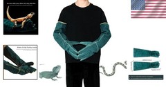 23-Inch Bite Resistant Animal Handling Gloves – Leather Protection for Trainers