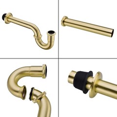 Brass P Trap, 1 1/4 Bathroom Basin Sink Waste Trap Drain Kit Brushed Gold