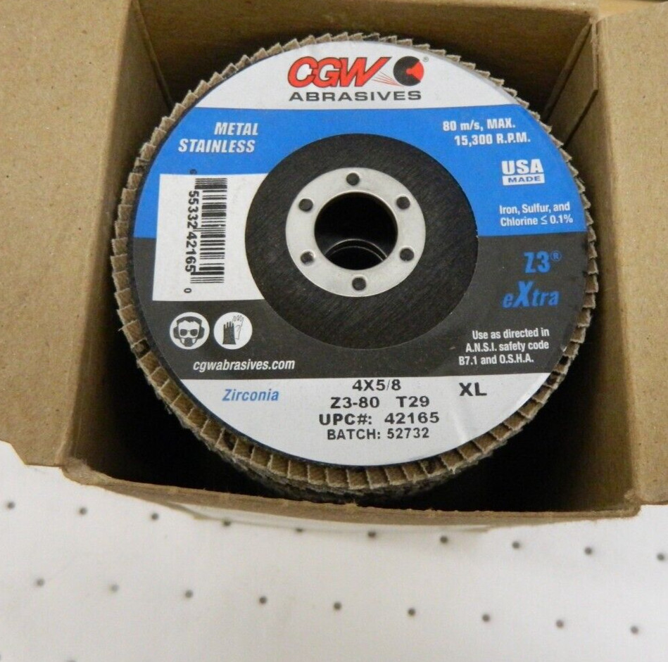 CGW ABRASIVES 10pcs Flap Disc: 5/8 Hole 80 Grit, Zirconia Alumina Type 29 42165