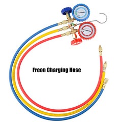 AC Manifold Gauge Set A/C Refrigeration 3 Way Hose Fit For R502 R134a R12 R22