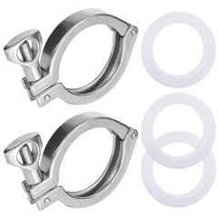 2 Pack 1.5 inch Tri Clamp with 3 Silicone Gasket, 304 Stainless Steel Heavy D…