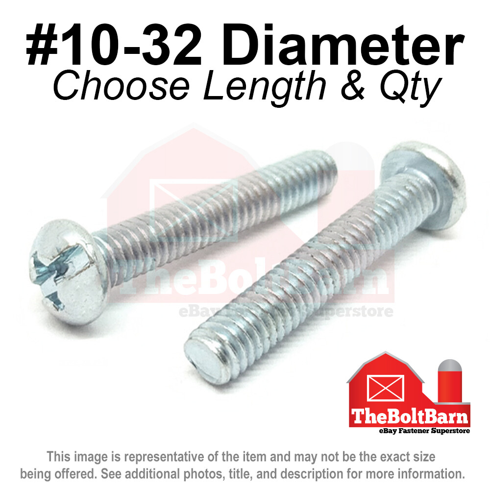 #10-32 Combo Round Head Machine Screws Bolts Zinc FINE (Pick Length & Qty)