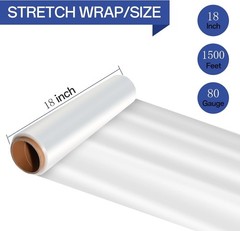 Stretch/Shrink Wrap Roll ,Heavy Duty 800% Stretch,Clear 80 Gauge Industrial S…