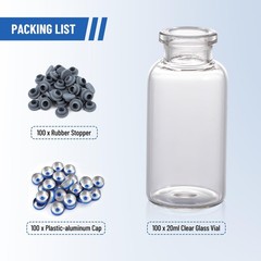 100PCS 2/3/5/10/20ml Glass Vials Headspace Vials Lab Vials w/ Caps Sample vials