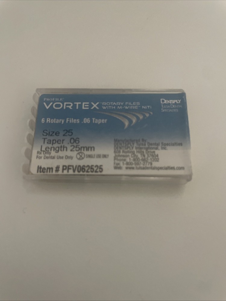 Dentsply Tulsa Dental Vortex Blue 25mm .06 Taper rotary files 6/pk Size 25