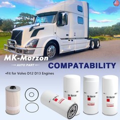LF667(X2) LF3654 FF5507 FF5369 Fuel Oil Filter Kit Compatible with Volvo D12