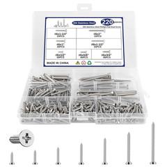 220 Pcs Wood Screws Assortment Kit, 304 Stainless Steel Screws, Phillips Drive F