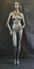 Dark gray sexy female hand-made mannequin, full body realistic mankin + stand