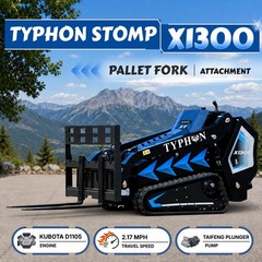 TYPHON STOMP X1300 Mini Skid Steer 25HP Kubota D1105 Diesel Include 2 Attachment
