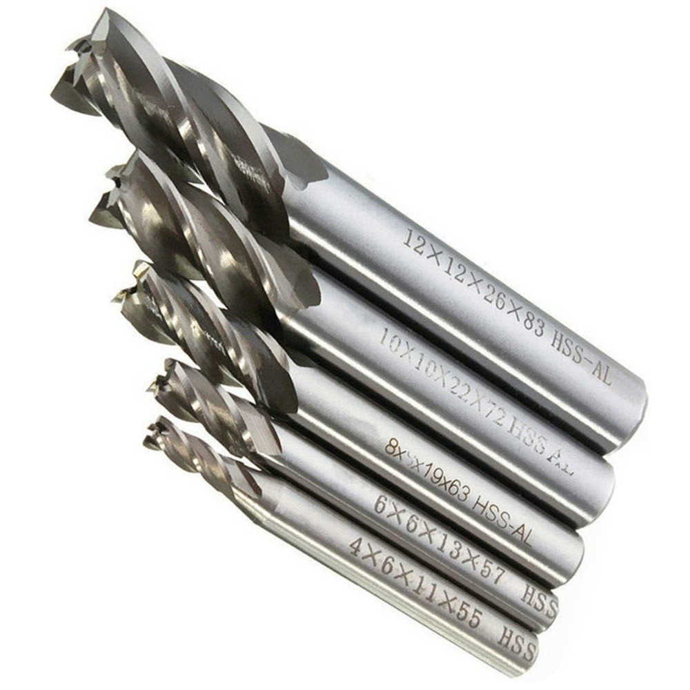 5Pcs CNC Straight Drill Bits HSS Shank 4 Flutes Engraving Milling Cutters a
