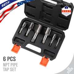 6PC NPT Pipe Tap Set 1/8″ 1/4″ 3/8″ 1/2″ 3/4″ and 1″ With Case Carbon Steel Inch