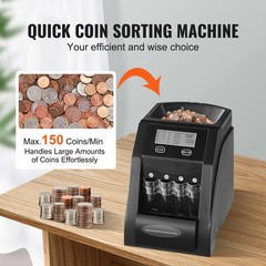 Uimoso USD Coin Sorter Wrapper Roller 150 Coins/min 4 Coin Tubes Store 200 Coins