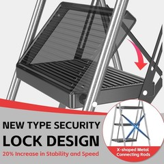 Heavy Duty Steel Folding 3 Step Ladder w/600LB Capacity