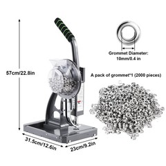 Semi-Automatic Grommet Hand Press Machine Tool Commercial W/2000 Eyelet US