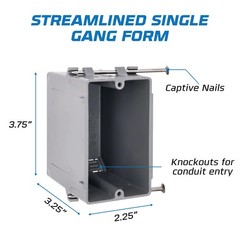 1-Gang New Work Outlet Box, 20 Cubic Inch (4-Pack) Single Gang PVC Electrical…