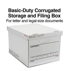Corrugated File Box with Lift Off Lid, Letter/Legal Size, 10 Pack, White/Black