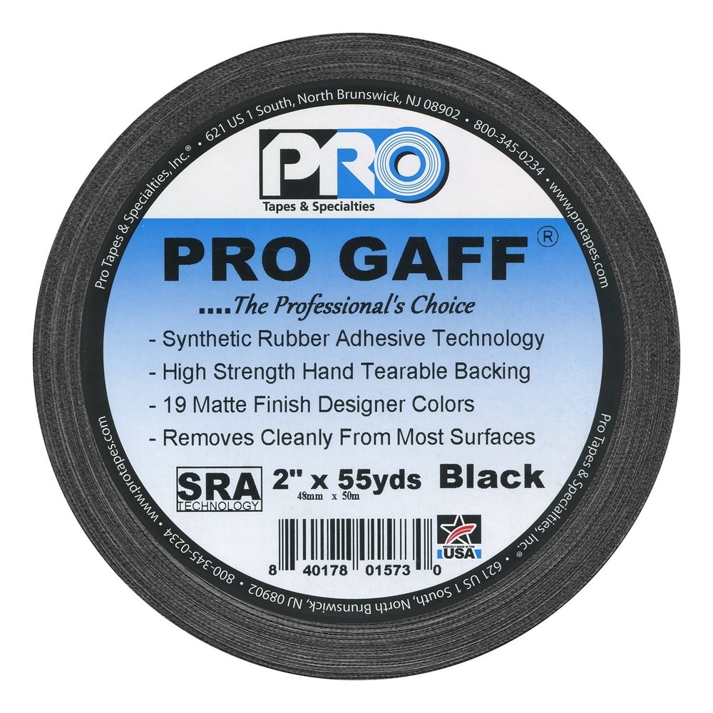 Pro Tapes Pro Gaff Gaffer Tape Black 2″ x 55 yds.