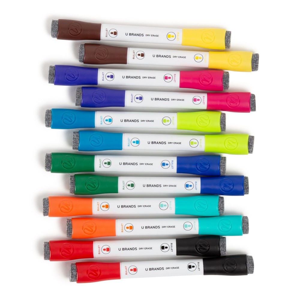 U 1 Count (Pack of 12), Black, Blue, Pink, Red, Green, Orange, Brown, Yellow