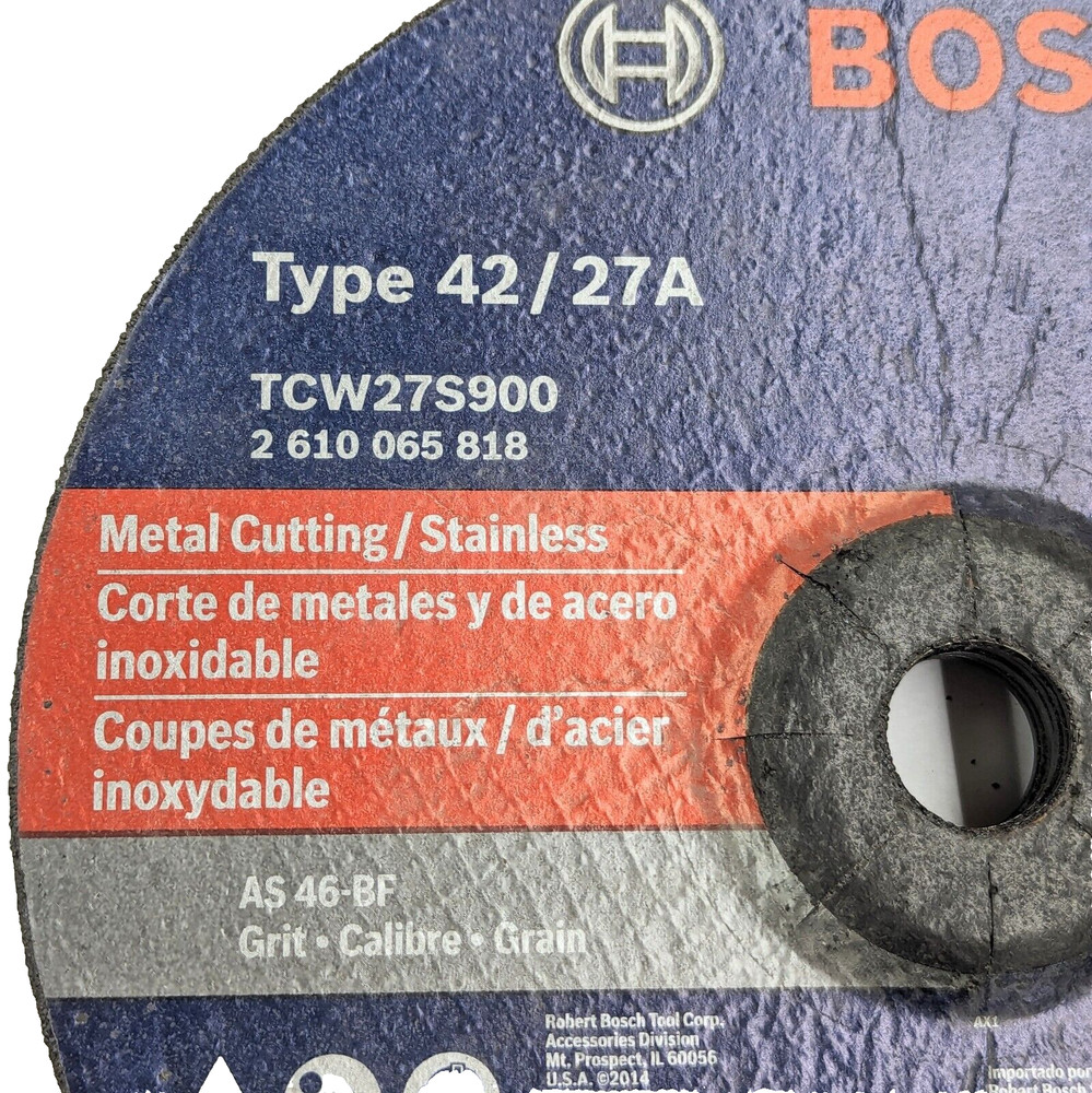 7 Bosch Cut Off Wheel Type 42/27A Metal Cutting/Stainless 9″X7/8″ AS 46-BF Grit