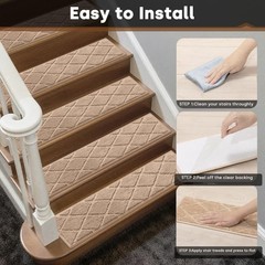 Joenie Non-Slip Stair Treads For Wooden Steps 8X30 In Indoor Carpet Stair Rugs