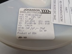 3500x Johanson Dielectrics 1pF 50V ±0.25pF C0G/NP0 SMD MLCC Capacitor SSM1841005