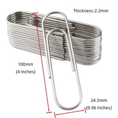 14 PCS 4 Inch (100mm) Extra Large Paper Clips Silver Rust Resistant Metal Str…
