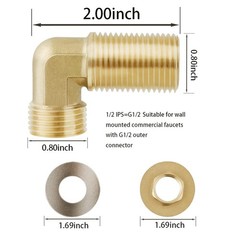 Worldwhere Wall Mount Commercial Faucet Installation 0.5 inches, Brass