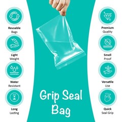 GRIP SEAL BAGS CLEAR SELF RESEALABLE POLYTHENE POLY PLASTIC ZIP LOCK ALL SIZES