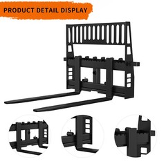 48″ Skid Steer Pallet Fork Attachment with Heavy-Duty Blades 4500lbs Capacity US