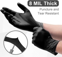 Black 8 Mil Nitrile Gloves X Large 50 Pack – Heavy Duty Mechanic Gloves, with