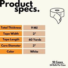 9 Mil Industrial Grade Duct Tape 2 Inch x 60 Yards White Adhesive Tape 432 Rolls