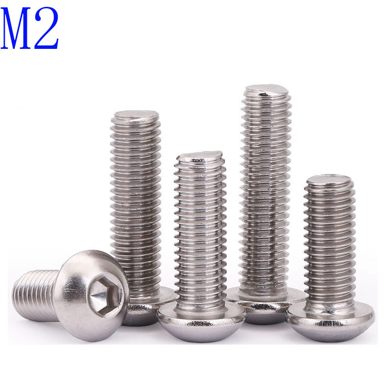 M2 2mm M2 -0.4 Metric 304 Stainless Steel Hex Socket BUTTON HEAD Screws Bolt A2