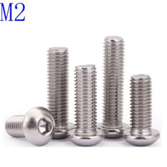 M2 2mm M2 -0.4 Metric 304 Stainless Steel Hex Socket BUTTON HEAD Screws Bolt A2