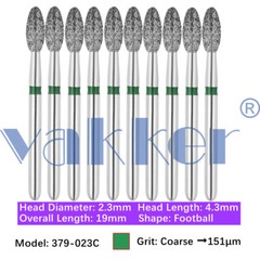 10pc/pk Dental Diamond Burs Shape Egg Diamond Bur Super Fine Medium Coarse