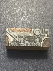 FLo Check nozzle monitor | Vintage letterpress printing block – York PA