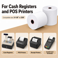 (10) 3-1/8″ x 230′ THERMAL POS RECEIPT PAPER ROLLS