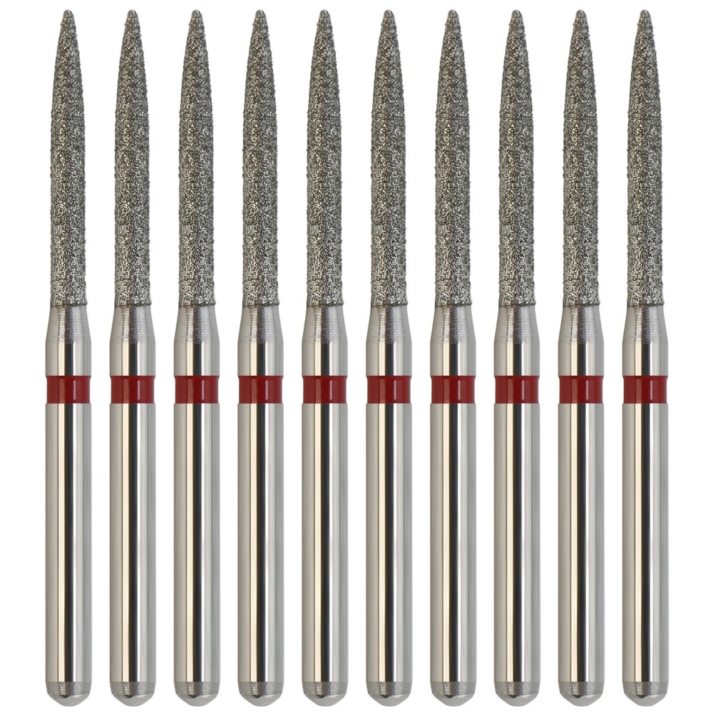 Dental Diamond Burs 863/012F Flame Fine Grit Red High Speed Friction Grip FG bur