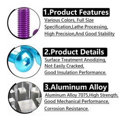 M3 M4 M5 M6 Aluminum Dome Head Socket Button Screws Hex Allen Bolts Coloured