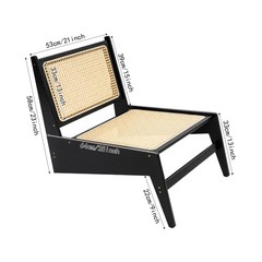 Home Bamboo Chair Bamboo Accent Chair Comfy Bamboo Chairs 53x64x58cm Black